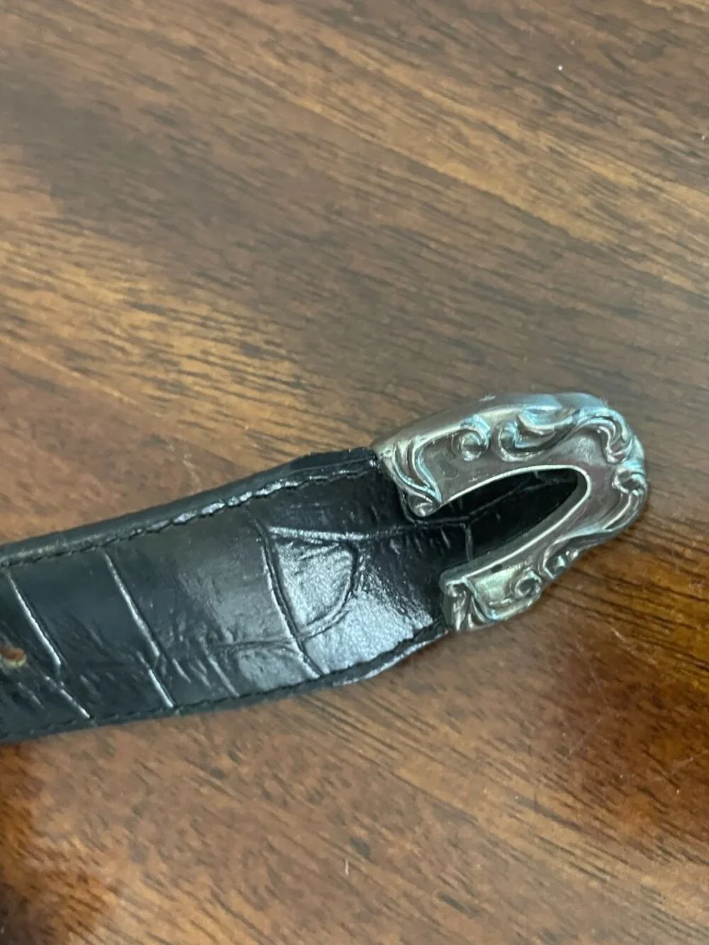 Brighton Women's Black Silver Leather Embellished Belt Large Western